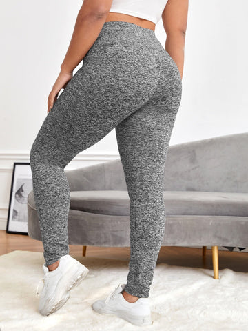 Taglie Forti Leggings con toppa lettera tasca laterale per telefono